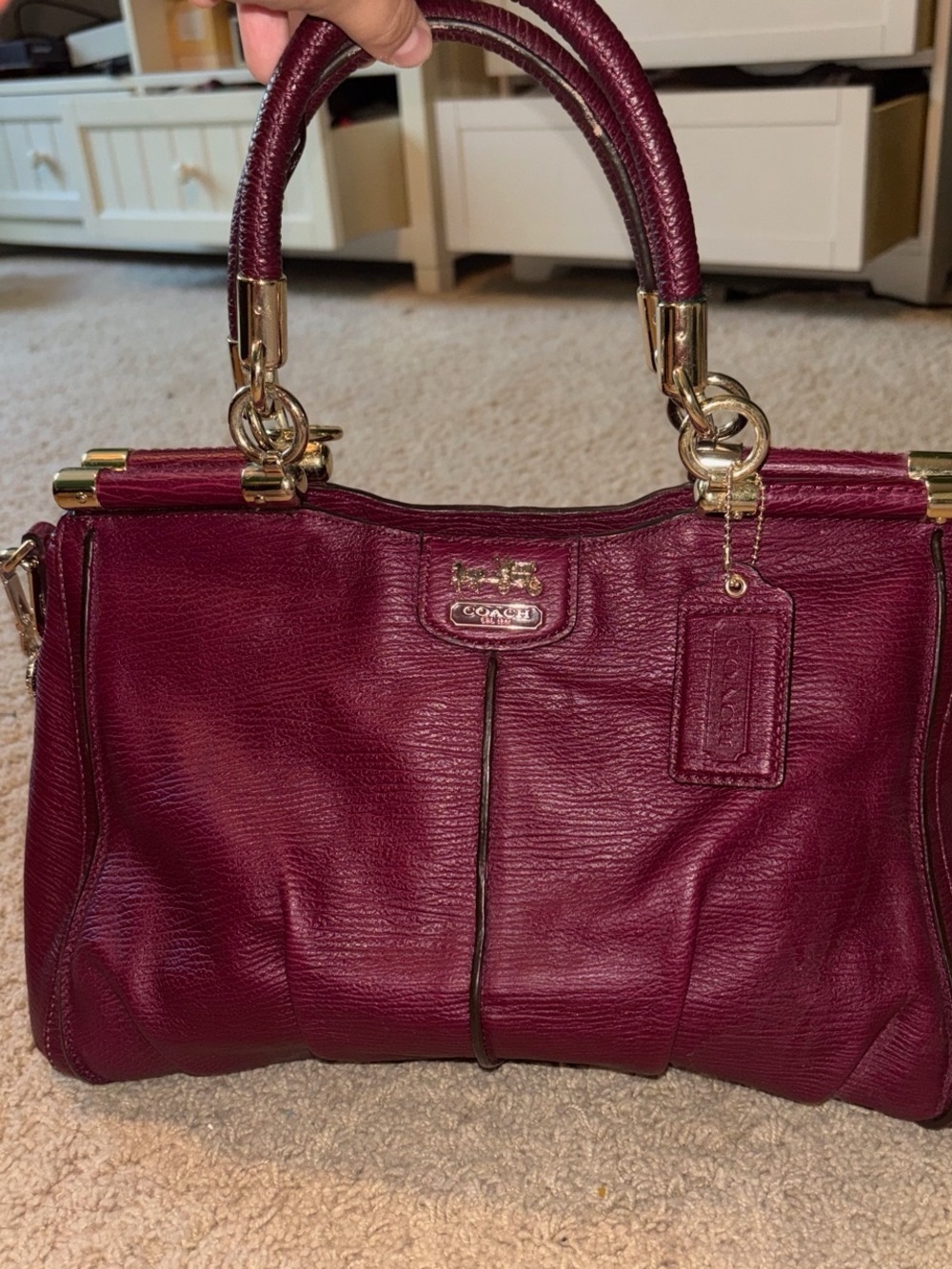 Coach  Leather Satchel in Wine with Gold Hardware - Picture 5 of 6